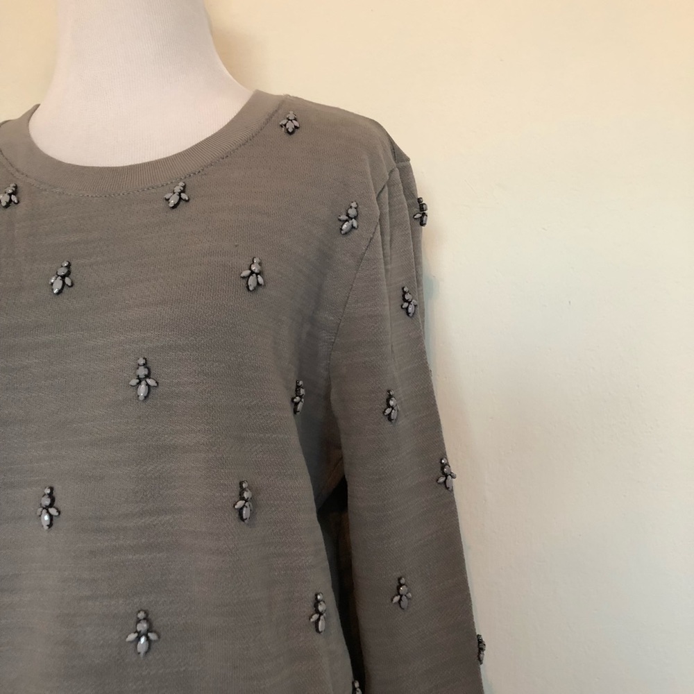 J. Crew cotton terry sweatshirt with jewels